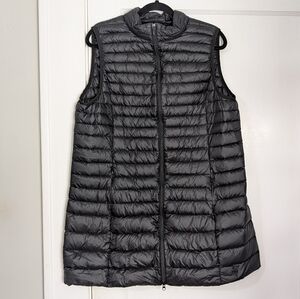 ELFJOY Longline Puffer Vest Black XL – Lightweight Packable Duck Down